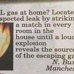 image for Smell gas? Remember to us this top tip from M Burke of Manchester.