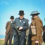 image for Winston Churchill handling a 'tommy gun' during an inspection of invasion coastal defences near Hartlepool, County Durham, England. 31 July 1940.