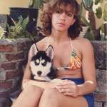 image for My beautiful mother with her husky, Miami, circa 1981
