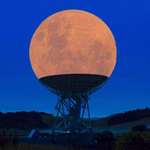 image for Perfectly timed photo of the supermoon aligned with a radio telescope.