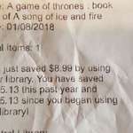 image for My library receipt shows how much money I've saved.