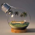 image for Island in a lightbulb, 3D Digital, 1400x1100px.