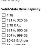image for How Amazon has their SSD sizes ordered...