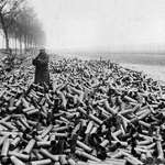 image for 105mm shells from an allied bombardment all fired in a single day on German lines, 1916. [1300 × 943]