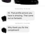 image for Lady compliments my profile pic. Then 4 months later mistakenly thanks me for complimenting hers.