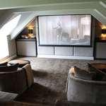 image for Loft conversion home cinema with luxury seating, acoustic panelling and drop down screen 😍