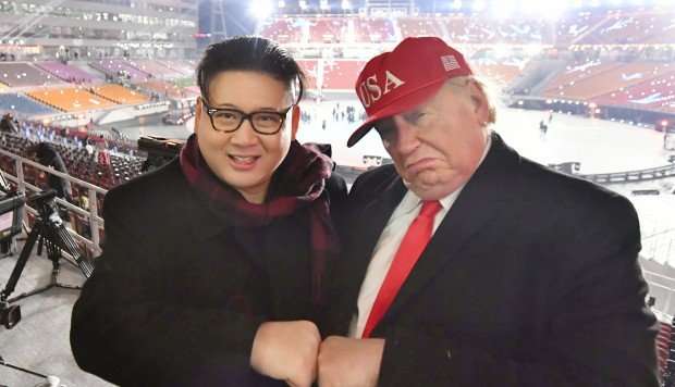 image for Donald Trump and Kim Jong-un impersonators thrown out of Winter Olympics opening ceremony