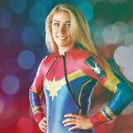 image for US Olympian Mikaela Shiffrin's skisuit is Captain Marvel