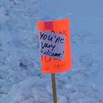 image for One of my neighbors cleared the snow and packed ice off my driveway when I was recovering from back surgery. I didn’t know who did it so I posted the orange sign “Thank you, Snow Angel!” The next morning I saw the response. I still don’t know who did it.