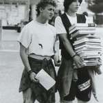 image for Keanu Reeves and Alex Winter filming Bill and Ted's Excellent Adventure in 1987