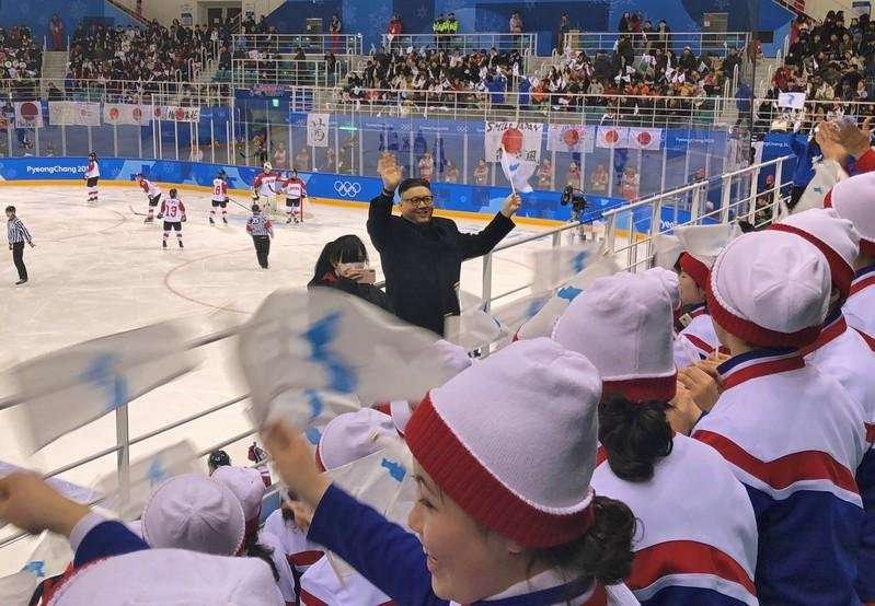 image for North Korean cheerleaders caught off guard by fake Kim Jong Un