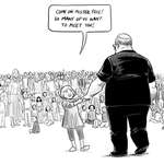 image for “Hero’s Welcome” by Canadian artist Pia Guerra. It depicts Aaron Feis being welcomed to heaven by the other victims of school shoots. Feis was a football coach and campus monitor at the school. He died protecting students from the gunfire in this weeks Florida shooting.