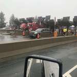 image for Trucker forgot he was driving a tractor trailer this morning while going through the bridge toll.
