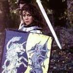 image for My mom in the early 90s. She painted her own shield.