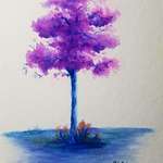 image for Little Purple Tree II. 4X6. Watercolor.