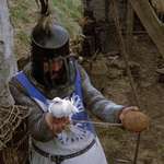 image for In Monty Python and the Holy Grail, you can see Sir Bedevere finding out the airspeed velocity of a laden dove before he helps the town with their witch problem.