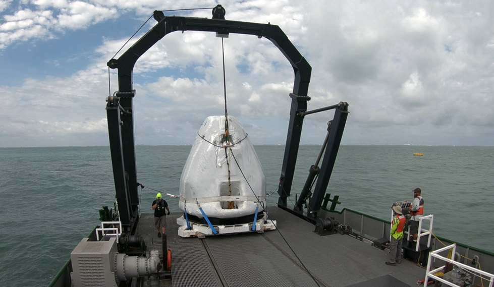 image for On February 28, SpaceX completed a demonstration of their ability to recover the crew and capsule after a nominal water splashdown.