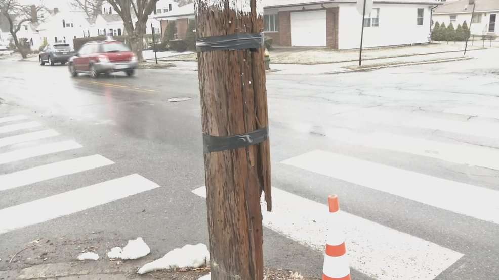 image for Telephone pole held together with duct tape replaced amid concerns
