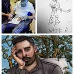 image for I broke my neck and was paralyzed in Dec. 2010. Here is a photo of the first drawing I did in rehab, with assistance from my recreational therapist Ashley. Followed by a self portrait I did 7 years later. I’ve improved a little.