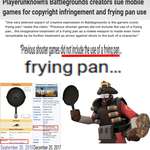 image for Okay PUBG I get it, people make mistakes but assuming that you're the first shooter game to conceive the use of a frying pan as a melee combat weapon is outright wrong and stupid.