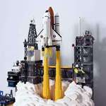 image for Space shuttle and station made from LEGOS.