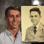 image for My grandpa 1950s vs my Jr. year high school photo.