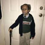 image for The kids were told to dress like they were 100 years old for their 100th day of school so my son got a haircut.