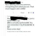 image for User makes fun of users spelling gets called out by bot (fixed)
