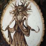 image for A wraith from The Witcher I burned into a piece of wood.