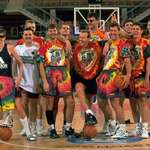 image for Lithuania's financial situation in the wake of their independence left them nearly unable to field a Basketball team in the 1992 Olympics. They ended up being able to participate due in part to a sponsorship from the Grateful Dead. Here is the 1992 team in their tie-dye uniforms.