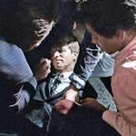 image for Senator Robert F. Kennedy lies wounded on the floor of the Ambassador Hotel, after being shot by an assailant, following his victory speech in the California primary election.