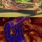 image for One of the rugs the island natives are carrying in ‘Moana’ (2016) bears the same pattern as the flying carpet in ‘Aladdin’ (1992).