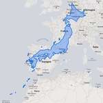 image for The real size of Japan over Europe