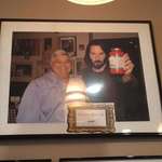 image for Keanu posing with a jar of sauce at my local Italian restaurant