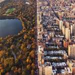 image for The divide between Central Park and buildings in Manhattan.