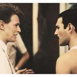 image for David Bowie &amp; Freddie Mercury teaming up for Under Pressure, circa 1982.