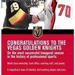 image for The Washington Capitals are having their Stanley Cup parade today but they also took out a full page ad in the Las Vegas Review-Journal to congratulate the Vegas Golden Knights "on the most successful inaugural season in the history of professional sports."