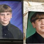 image for My original 3rd grade school photo (left). Mom demanded a retake (right) with the instructions "SMILE! Show some TEETH!" Note which one got framed, and the caption on the envelope.