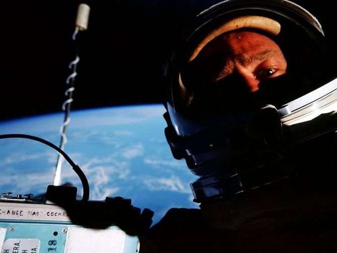 image for Buzz Aldrin reminds world that he took first space selfie