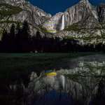 image for Upper Yosemite Falls Midnight Moonbow Reflections [OC][1536x1920]