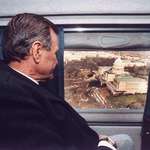 image for President George HW Bush gazes at the Capitol in helicopter after leaving Clinton Inauguration. 1992 [1,024x695]