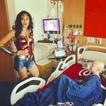 image for Gal Gadot stopped by the Inova Children’s Hospital in Annandale, Virginia on Friday in her Wonder Woman outfit.