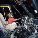 image for John F. Kennedy Jr. Sitting in the pilot seat of the Marine One circa 1963