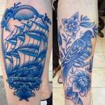 image for My first and second Delft Blue tattoos by Jon Squires, Urge 2 Tattoo. Edmonton Alberta