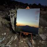 image for A mirror in a desert set up to look like a canvas