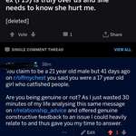 image for I wasted my time giving this person legitimate constructive advice to the same question posted on r/relationship_advice and they turned out to be making a false story.