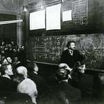 image for Actual photo of Albert Einstein lecturing on the Theory of Relativity, 1922.