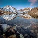 image for I was lucky to visit Convict Lake, at the Eastern Sierras, California on a windless morning like this, to capture an almost perfect reflection [OC] [7316 x 6851]