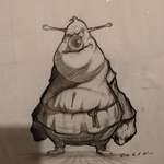 image for I visited a DreamWorks animation exhibition yesterday; here's an early sketch of Shrek (concept art) from during the film's production.