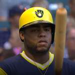 image for Jesus Aguilar takes an at bat with Swedish Fish in his helmet. #1 suspect is Orlando Arcia.